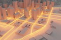 Future smart city concept, urban and futuristic technology flow concepts, 3D rendering