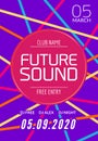 Future sound music party template, dance party flyer, brochure. Night party club creative banner or poster with DJ Royalty Free Stock Photo