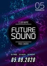 Future sound music party template, dance party flyer, brochure. Night party club creative banner or poster with DJ Royalty Free Stock Photo