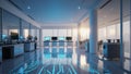 Future Tech Control Room: Illuminated by Blue Light Royalty Free Stock Photo