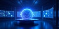 Future Tech Lab: Blue Illuminated Interactive Interface Royalty Free Stock Photo