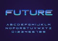Future techno concept style vector font with uppercase and digit number Royalty Free Stock Photo