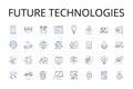 Future technologies line icons collection. Advanced Innovations, Modern Developments, Emerging Trends, Upcoming