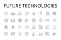 Future technologies line icons collection. Advanced Innovations, Modern Developments, Emerging Trends, Upcoming