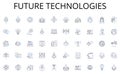 Future technologies line icons collection. Summit, Assembly, Caucus, Conclave, Convocation, Conference, Congress vector