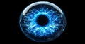Future technology concept 3d illustration render of a next-generation blue humanoid eye formed from fiber optics. Royalty Free Stock Photo