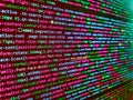 Future technology creation process. PC software creation business. Abstract computer script  code. Minificated web development Royalty Free Stock Photo