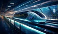 The future technology of high-speed transport. Futuristic bullet train or hyperloop ultrasonic train capsule. Royalty Free Stock Photo