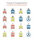 Future of transportation icons - Flat , pixel perfect, colored icons Royalty Free Stock Photo