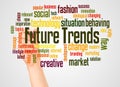 Future trends word cloud and hand with marker concept