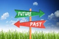 Future versus past two different way with signpost arrows