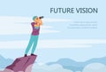 Future vision and career options concept of web page, flat vector illustration.