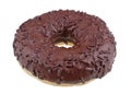 In the future we will eat this concept. Fat donut with fake clay chocolate isolated