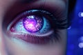 Female woman iris future face human vision eye futuristic concept woman technology