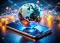 FutureForward Mobile Device A Macro View of Global Data Network and Artificial Intelligence Illustrating the