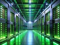 FutureProof Data Center Design Efficient Mobile Server Racks with Green LED Lighting for Optimal Performance and