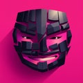 Futurism Minimalist Style Illustration: Boredom, Evil, Angry, Dark Computer Mask