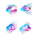 Futurist Ai powered digital cloud computing Icons