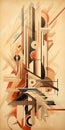 Futurist Art Nouveau City Illustration With Graceful Balance And Expressive Characters