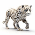 Futurist Dynamism: 3d Model Of A White And Silver Tiger