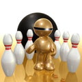 Futuristic 3d icon playing bowling ball