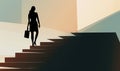 Futuristic abstract artwork of business woman ascending stairs Creating using generative AI tools Royalty Free Stock Photo