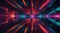 A futuristic abstract background with complex AI-generated geometric patterns in a vibrant color scheme