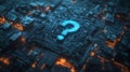 Futuristic abstract background featuring a blue digital question mark symbol Royalty Free Stock Photo