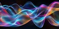 A futuristic abstract background featuring a mesmerizing array of floating holographic light trails,