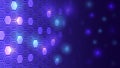 Futuristic abstract background with glowing hexagonal pattern in purple and blue tones, symbolizing digital networks, innovation, Royalty Free Stock Photo