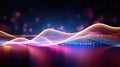 Futuristic abstract background with gold, pink, and blue neon wave lines moving at high speed, accompanied by bokeh lights, Ai Royalty Free Stock Photo