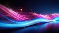 Futuristic abstract background with gold, pink, and blue neon wave lines moving at high speed, accompanied by bokeh lights, Ai Royalty Free Stock Photo