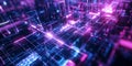 A futuristic abstract background inspired by complex digital architecture, with glowing neon