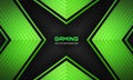 Futuristic abstract black and green gaming banner. Dark abstract background with hexagon carbon fiber. Royalty Free Stock Photo