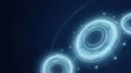 Futuristic Abstract Blue Light Circles on Dark Background with Glowing Elements Royalty Free Stock Photo