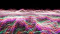 Futuristic abstract blur red purple green waveform ball oscillation