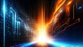 Futuristic abstract cyberspace with binary code, illustration ai generative Royalty Free Stock Photo