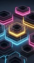 Abstract Hexagonal Network with Neon Lights Royalty Free Stock Photo