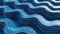 Futuristic abstract 3D render of flowing blue waves with glowing network lines Royalty Free Stock Photo