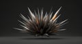 A futuristic abstract 3D spiked object with metallic textures and glowing accents