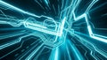 Futuristic abstract digital circuit board with glowing blue lines Royalty Free Stock Photo