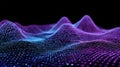 Futuristic Abstract Digital Landscape with Glowing Blue and Purple Wireframe Grid Mesh Representing Big Data Analytics Artificial Royalty Free Stock Photo