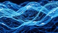 Futuristic abstract digital network of glowing blue lines forming undulating waves Royalty Free Stock Photo