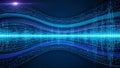 Futuristic abstract digital representing data flow and sound waves with circuit board Royalty Free Stock Photo