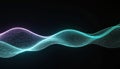 Futuristic abstract digital wave with glowing neon dots forming smooth curves across dark background. Dynamic design features Royalty Free Stock Photo