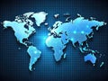A Futuristic, Abstract Digital World Map Silhouette: A Modern, Blue-Toned Visualization for Global Data Royalty Free Stock Photo