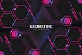 Futuristic Abstract Geometric Hexagon Purple and Pink Background Glow In The Dark