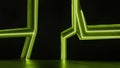 Futuristic abstract geometric shapes with vibrant neon green glowing lines Royalty Free Stock Photo