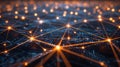Abstract Tech Background: Glowing Nodes & Neural Network Connection Royalty Free Stock Photo