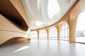 Futuristic abstract interior architecture with curved beam designs. Empty with room for text or copy space . Royalty Free Stock Photo